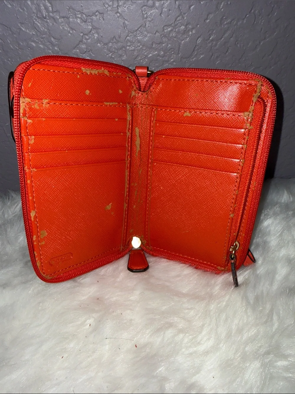 Orange Leather Wristlet Phone Crossbody - Unbranded